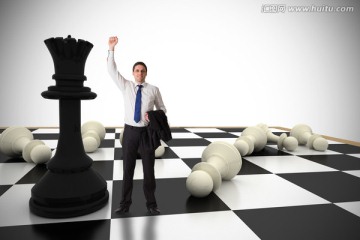 商人高舉著手的復(fù)合形象