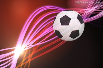 粉红曲面激光前的足球