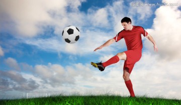 足球運動員踢球的復合形象