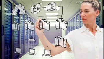 商人拿著筆書寫的復合形象
