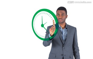 商人指著鐘的復(fù)合形象