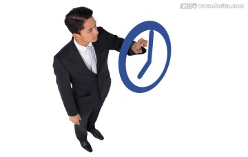商人指著鐘的復(fù)合形象