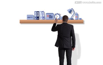 商人背對著鏡頭的復合形象