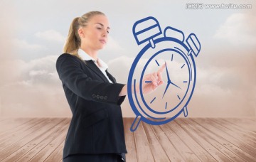 商人指著鐘的復(fù)合形象