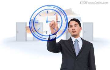 商人指著鐘的復(fù)合形象