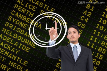 商人指著鐘的復合形象