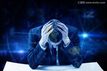 商人抱著頭煩惱的復(fù)合形象