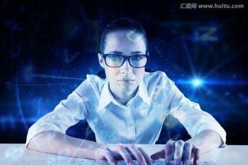 女商人戴著眼鏡的復(fù)合形象