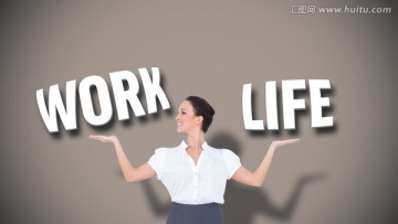 女商人抬起雙手的復合形象