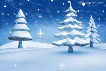 雪景中的冷杉樹的復合形象