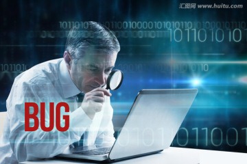 商人拿著放大鏡的復(fù)合形象