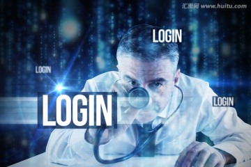 商人拿著聽(tīng)診器的復(fù)合形象