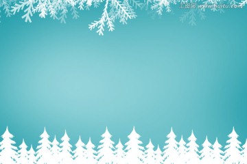 杉木林和雪花在藍(lán)色的小插曲
