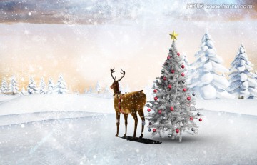 圣诞树和驯鹿
