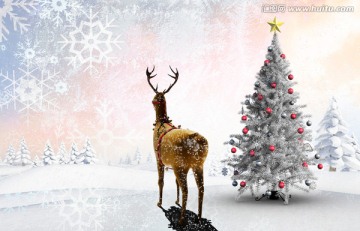 圣诞树和驯鹿