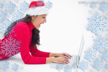 女人使用筆記本電腦的復(fù)合形象