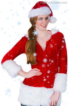 女人穿着圣诞装的复合形象