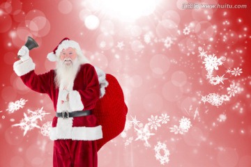 圣诞老人摇着铃铛的合成图像