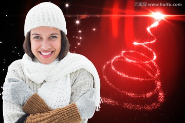 女人微笑著看著鏡頭的復(fù)合形象