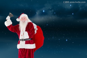 圣誕老人搖著鈴鐺的合成圖像