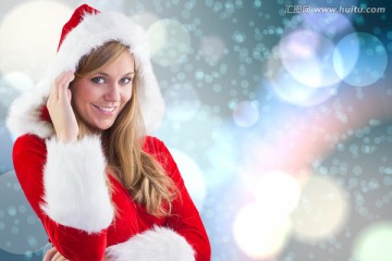 金发女人穿着圣诞装的复合形象