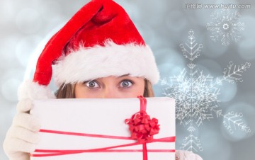 金發(fā)女人拿著禮物的復合形象