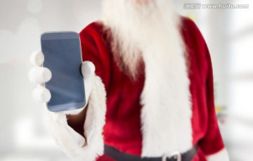 圣诞老人拿着手机的复合形象