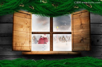 窗外的圣诞老人的复合形象
