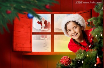 窗外的圣誕老人的復(fù)合形象