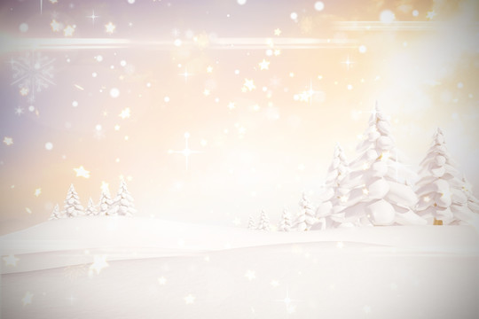 雪落在奶油上的明亮的星星圖案