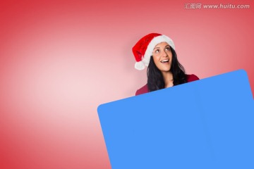 女人拿著裝飾卡的復(fù)合形象