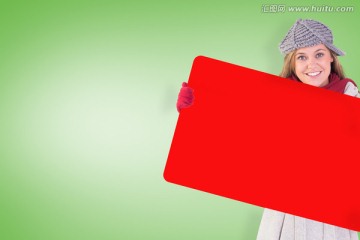 女人拿著裝飾卡的復(fù)合形象