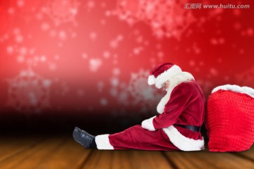 圣诞老人坐在地上的复合形象