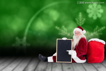 圣誕老人指著黑板的復(fù)合形象