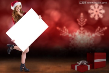 女人微笑著拿著白板的復(fù)合形象
