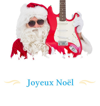 圣诞老人拿着电吉他的复合形象