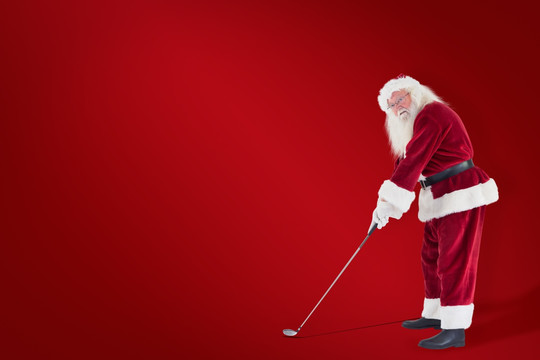 圣诞老人打高尔夫的复合形象