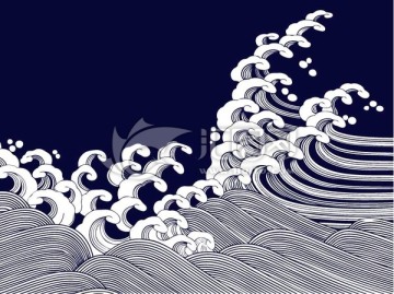 浮世繪風格巨浪 海浪