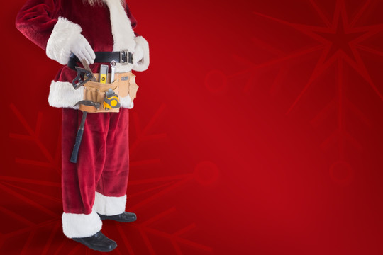 圣诞老人带着工具的复合形象