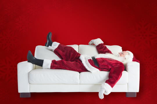 圣诞老人躺沙发上的复合形象
