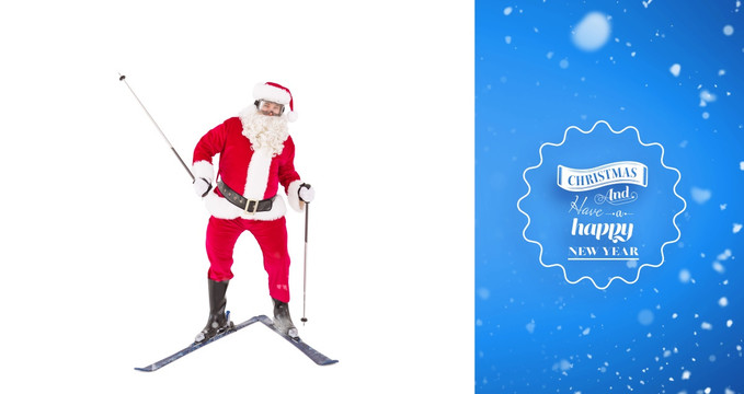 圣诞老人滑雪的复合形象