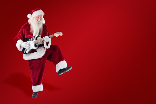 圣诞老人弹吉他的复合形象