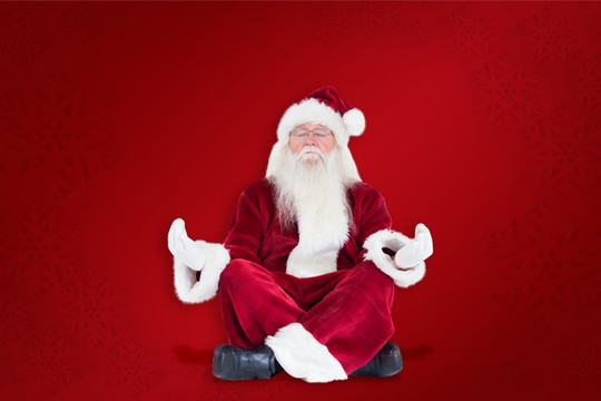 圣诞老人盘腿坐着的复合形象