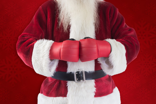 圣诞老人戴拳击手套的复合形象