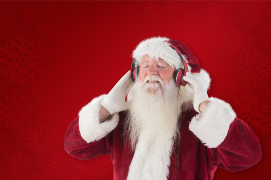 圣诞老人戴着耳机的复合形象