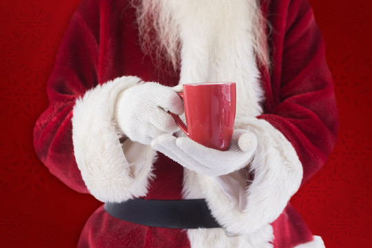 圣诞老人拿着杯子的复合形象