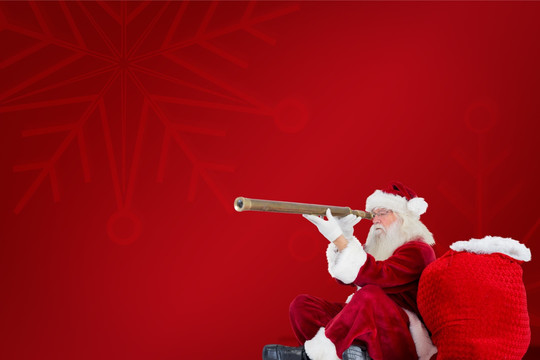 圣誕老人使用望遠(yuǎn)鏡的復(fù)合形象
