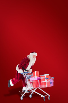 圣诞老人推购物车
