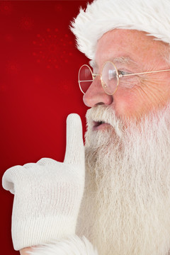 圣诞老人做着禁声手势的复合形象