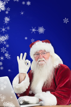 圣诞老人做着手势的复合形象